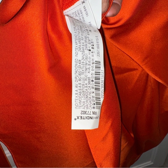 ZARA WOMAN ORANGE SATIN VOLUMINOUS SLEEVE BLOUSE SIZE Small - Picture 11 of 11